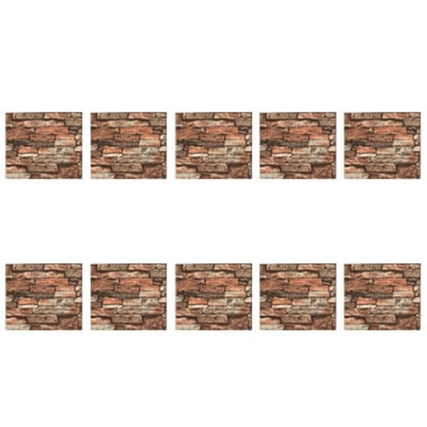 10 piezas de papel tapiz adhesivo para pared XPE con patrón de ladrillo autoadhesivo, impermeable, para decoración del hogar