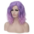 thumbnail image 2 of BERON Purple Pink Black Short Wigs Women Girls Curly Wavy Hair Wig 14" Body Bob Cosplay Party or Daily Use Wigs, 2 of 4