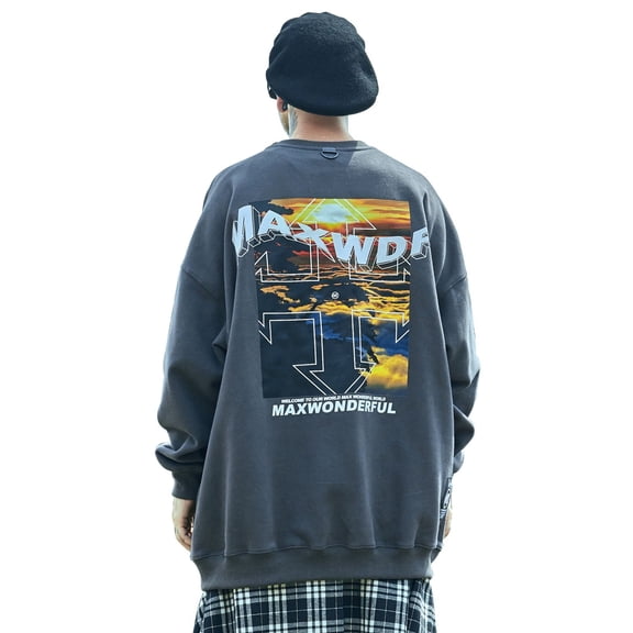 Niepce Inc Streetwear Cotton Crewneck Sweatshirt Fashion Men Hip Hop Pullover