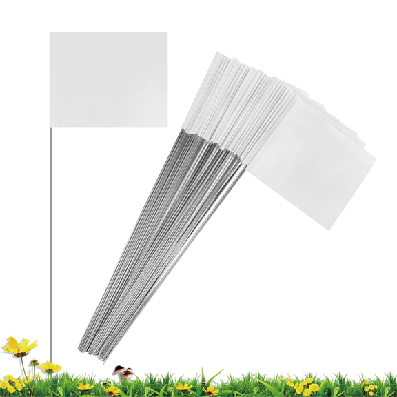 50Pack Marking Flags, White Yard Flags 15x4x5Inch, Marker Lawn Markers, Irrigation Landscape