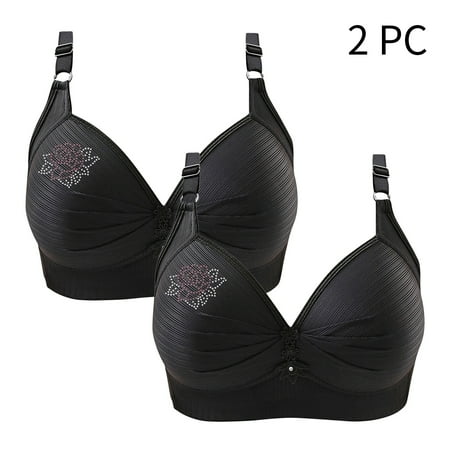 Xdegoge Ofertas Del Dia De Hoy Relampago Wireless Bras for Women 2 Pack High Support Bras Plus Size Casual Full Coverage Bras Breathable Adjustable Strap Ladies Bras Lingerie Clearance Flash Deals