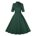 thumbnail image 2 of Leesechin 1950s Dresses for Women Vintage Rockabilly Retro 3/4 Puff Sleeve Tie Midi Dress Cocktail Party Evening Prom Gown, 2 of 9
