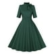 thumbnail image 2 of Puntoco Vestido Retro Hepburn Cuello Redondo Manga Corta Cinturón Falda Oscilante Verde M,Regalos Para Mujer Joven, 2 of 9