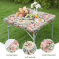 thumbnail image 4 of Pioneer Flower Floral Print Pattern Square Fitted Tablecloth with Elastic Edge,Square Table Cover,Washable Elastic Table Cover for Home Kitchen Party Decor 34"x34", 4 of 6