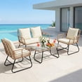 thumbnail image 7 of Gianna 4 Piece Patio Furniture Set, Outdoor Patio Seating Set for Apartment Balcony, Space-Saving Rattan Conversation Set with Loveseat and Side Table for Patio, Front Porch, Beige, 7 of 7