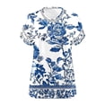 thumbnail image 6 of Mceream Plus Size T Shirts for Women Short Sleeve V Neck Raglan Tunic Tops Casual Floral Print Summer Tshirts Oversized Loose Fit Tees Spring Fashion Clothes Vacation Outfits Blouses Navy XXXXL, 6 of 6