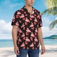 thumbnail image 2 of Lsque New Year Flamingo pattern Hawaiian Shirt for Men, Unisex Summer Beach Casual Short Sleeve Button Down Shirts-Medium, 2 of 9