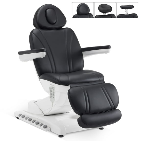 BarberPub 4 Motor Electrical Facial Beauty Bed Massage Table Chair with Hand/ Foot Control, 400 lbs Capacity(Black)