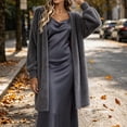 thumbnail image 5 of Smsaxvxz Womens Long Cardigan Sweaters Fashion Open Front Oversized Knit Fall Trendy Coat Jacket Gray L, 5 of 7