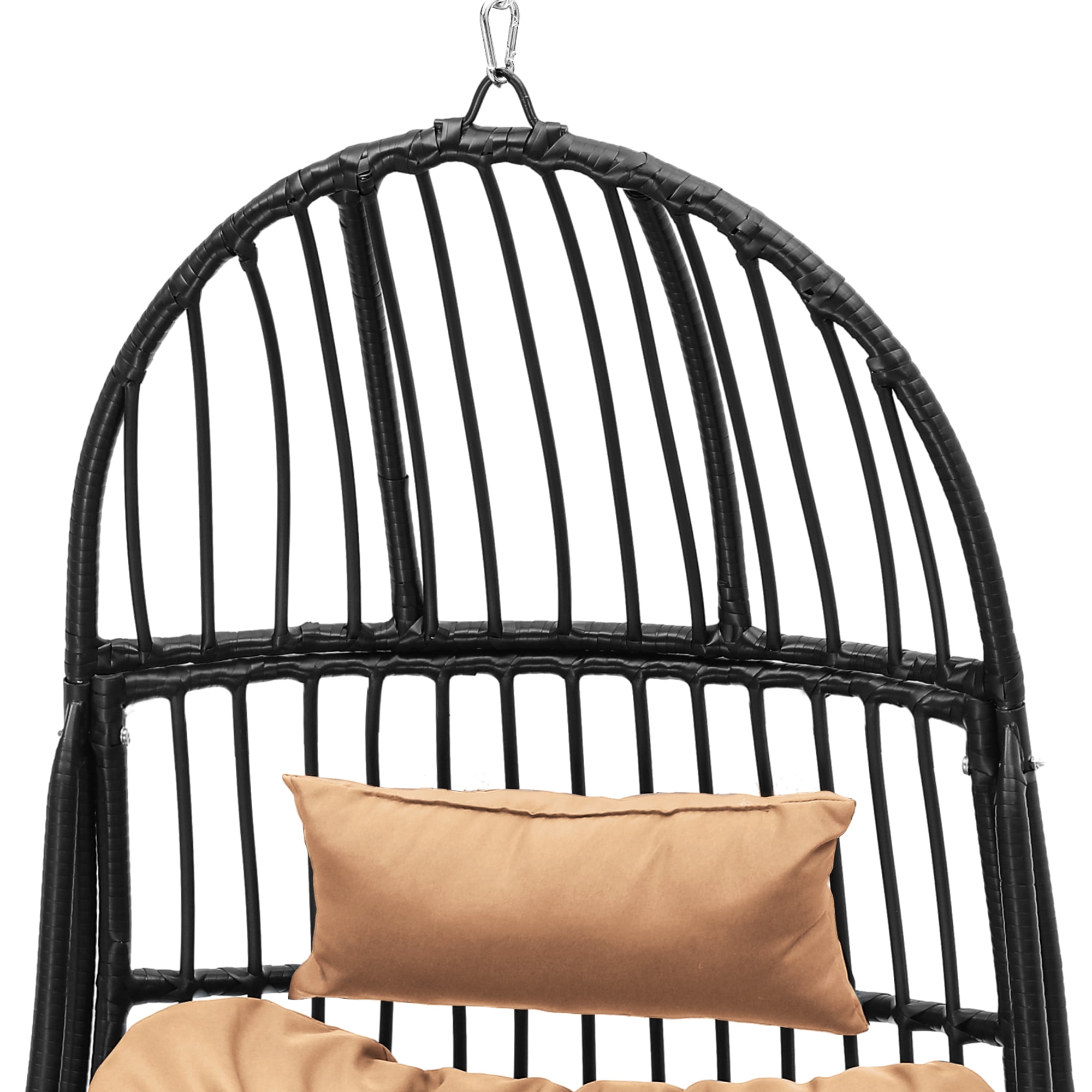 Uforic Brown Wicker Egg Swing Chair w/Cushions, Supports up to 330lbs, Ideal for Bedroom Patio Garden Balcony Use (Stand Sold Separately)