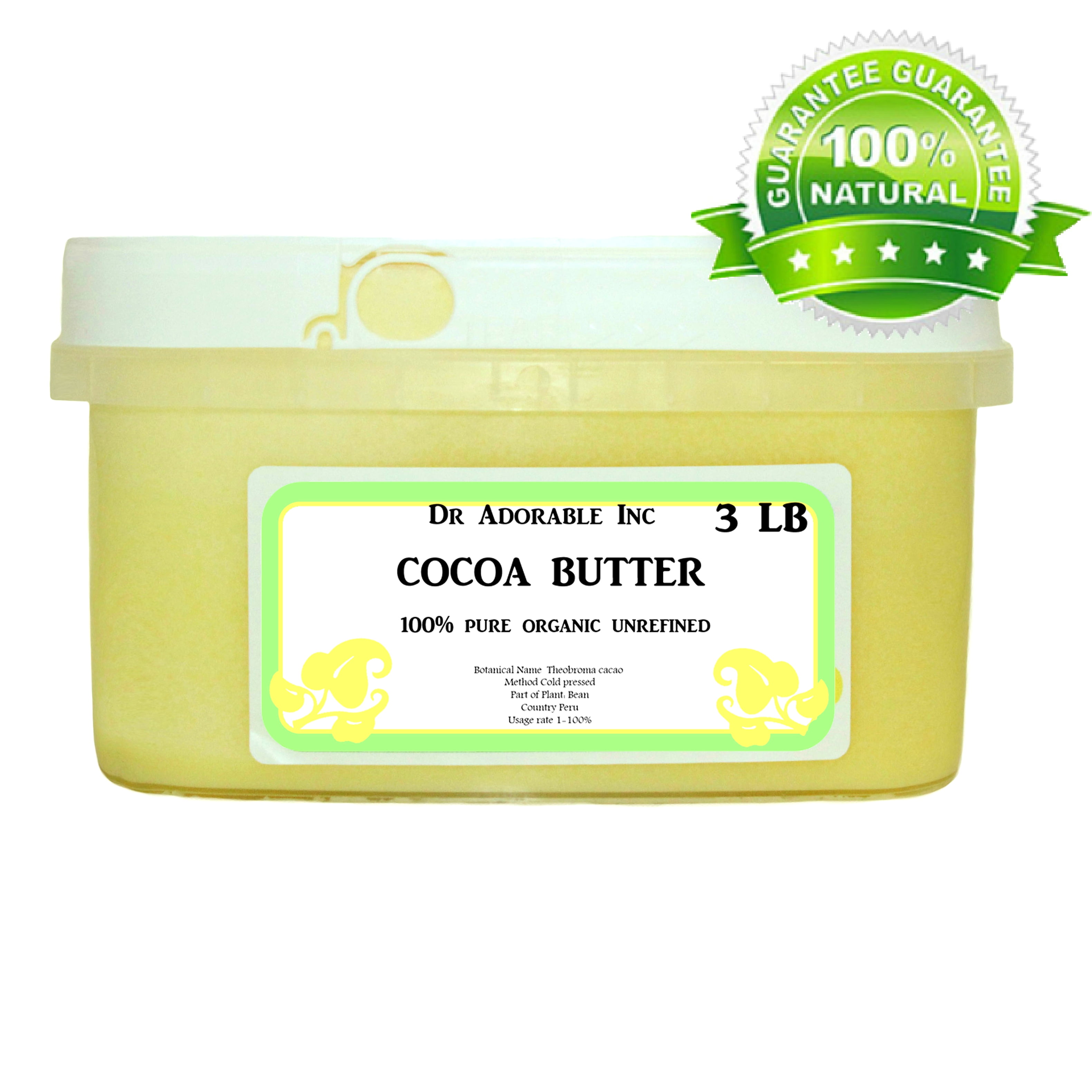 Dr.Adorable GOLDEN COCOA BUTTER ORGANIC RAW Grade A PRIME PRESSED