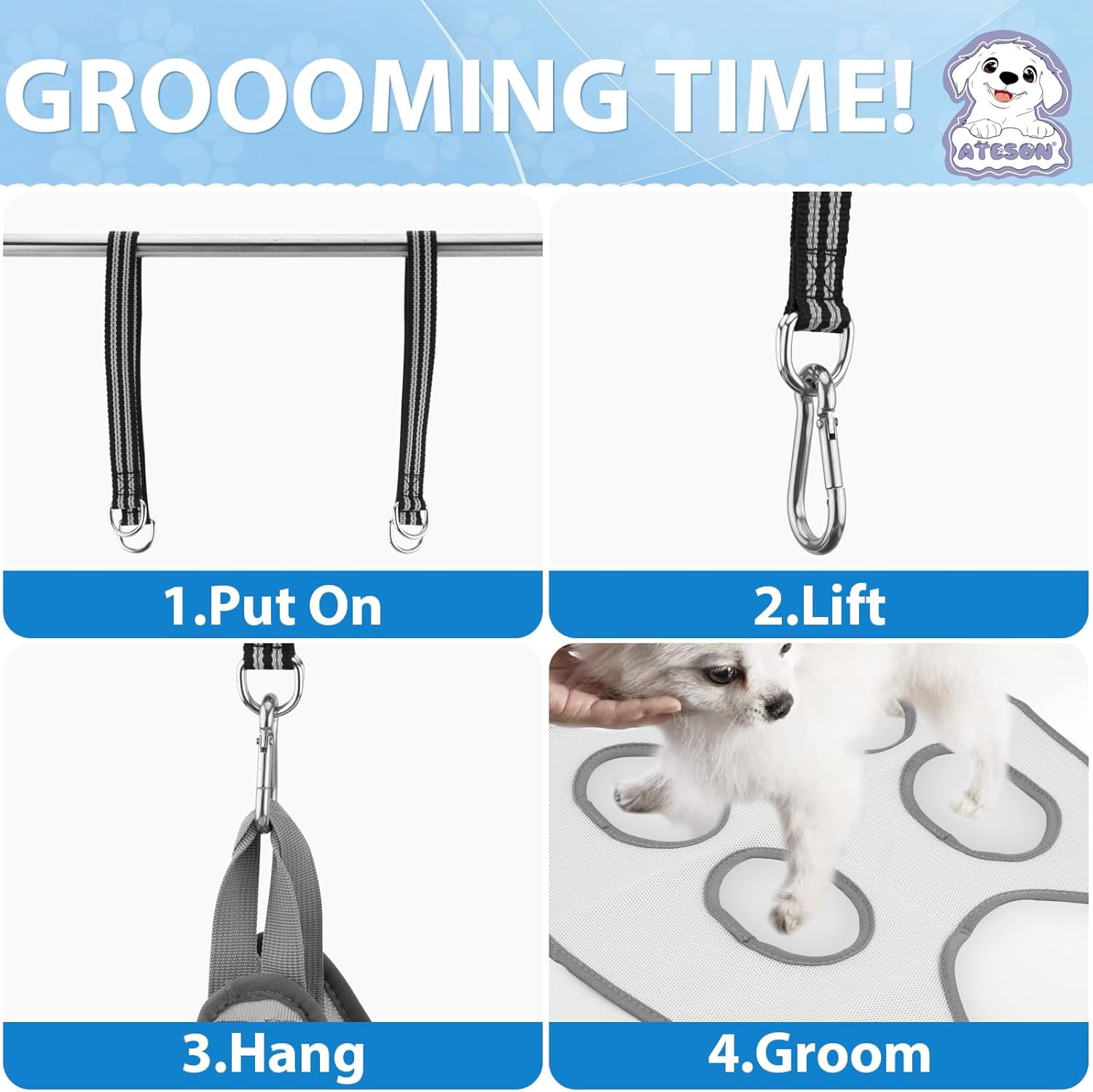 Pet Grooming Hammock Harness Helper Set,Dog Grooming Hammock with Nail Trimmers Grooming Harness Kit for Dogs & Cat（XXL）