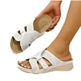 thumbnail image 4 of LOVZFMLL Women's Wedge Sandals Casual Slip On Open Toe Comfort Walking Clogs with Arch Support Summer Beach Vacation Shoes White 9.5, 4 of 7