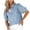 Blue, variant on Miqool Women's Imitation Denim Shirt Summer Casual Puff Short Sleeve Loose Fit Button Down Collared Western Jean Shirts Tops with Pocket
