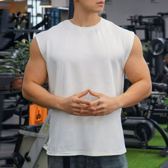 pstuiky Camiseta sin mangas para hombre, Camiseta de tirantes para hombre, color liso, para deportes al aire libre, fitness, tiras finas, transpirable. Camisas de hombre xxl