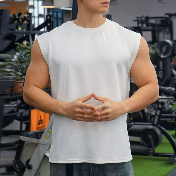 pstuiky Camisetas sin mangas para hombre, Camiseta de tirantes para hombre, color liso, para deportes al aire libre, fitness, tiras finas, transpirable. Tops elegantes para mujer m
