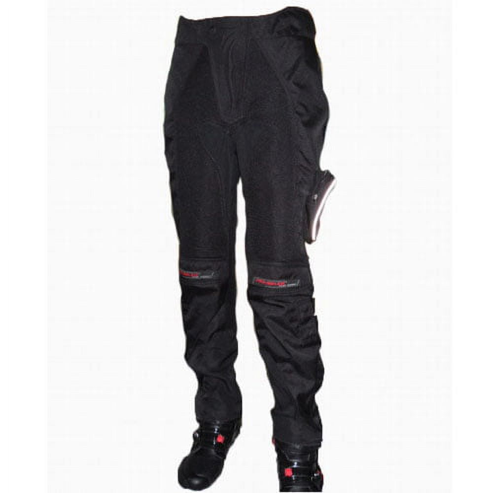 MENS ARMORED MOTORCYCLE PANTS HP02 TEXTILE BLACK W/ KNEE