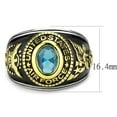 thumbnail image 3 of US Air Force Ring for Men and Women Unisex Stainless Steel Military Patriotic Ring in Black and Gold with Blue Aquamarine Stone Rock, 3 of 10