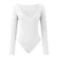 thumbnail image 7 of SRZYMJ Women's Plunge Deep V Neck Long Sleeve Bodysuit Double Lined Thong Body Suit Shirt Tops, 7 of 7