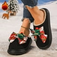 thumbnail image 2 of CHUMUD Christmas Slippers for Women - PU Upper with Colorful Bow & Plush Lining, Festive Platform Winter House Shoes Holiday Gifts, 2 of 9
