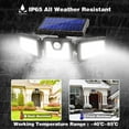 thumbnail image 6 of HIKE Solar Lights, 3 Head Motion Sensor Lights Adjustable 74 LED Flood Lights Outdoor Spotlights 270° Wide Angle Illumination IP65 Waterproof for Porch Garden Patio Garage Pathway（2 Pack）, 6 of 9