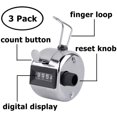 thumbnail image 3 of Juego de 3 contadores de conteo manuales, seguimiento de rodilla, 4 dígitos, trinquetes metálicos manuales, recuentos mecánicos hasta 9999 para entrenador deportivo, casino - Plata brillar Electrónica, 3 of 5