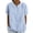 Light Blue, variant on Womens Cotton Linen Blouses Casual Patchwork Lapel Puff Short Sleeves Plus Size Tops for Women Summer Trendy Loose Flowy Plaid Womens T-shirt Blue XXL