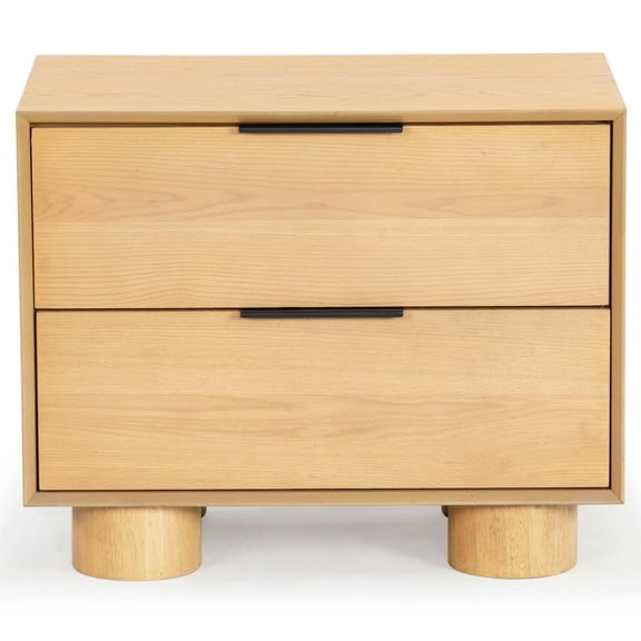Safavieh Addyson Solid Wood 2 Drawer Nightstand in Natural