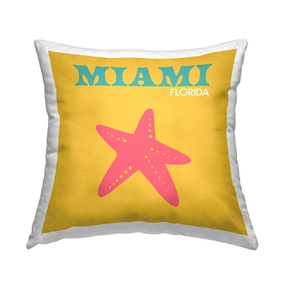 Stupell Industries Miami Florida Summer Starfish Printed Throw Pillow Design by The Saturday Evening Post