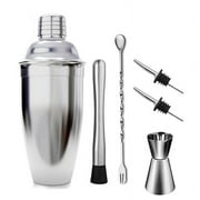6-Piece Cocktail Shaker Set: Complete Bartender Kit for Home Bar Stainless Steel Mixology Bartender Kit with Stand Cocktail Set for Beginners