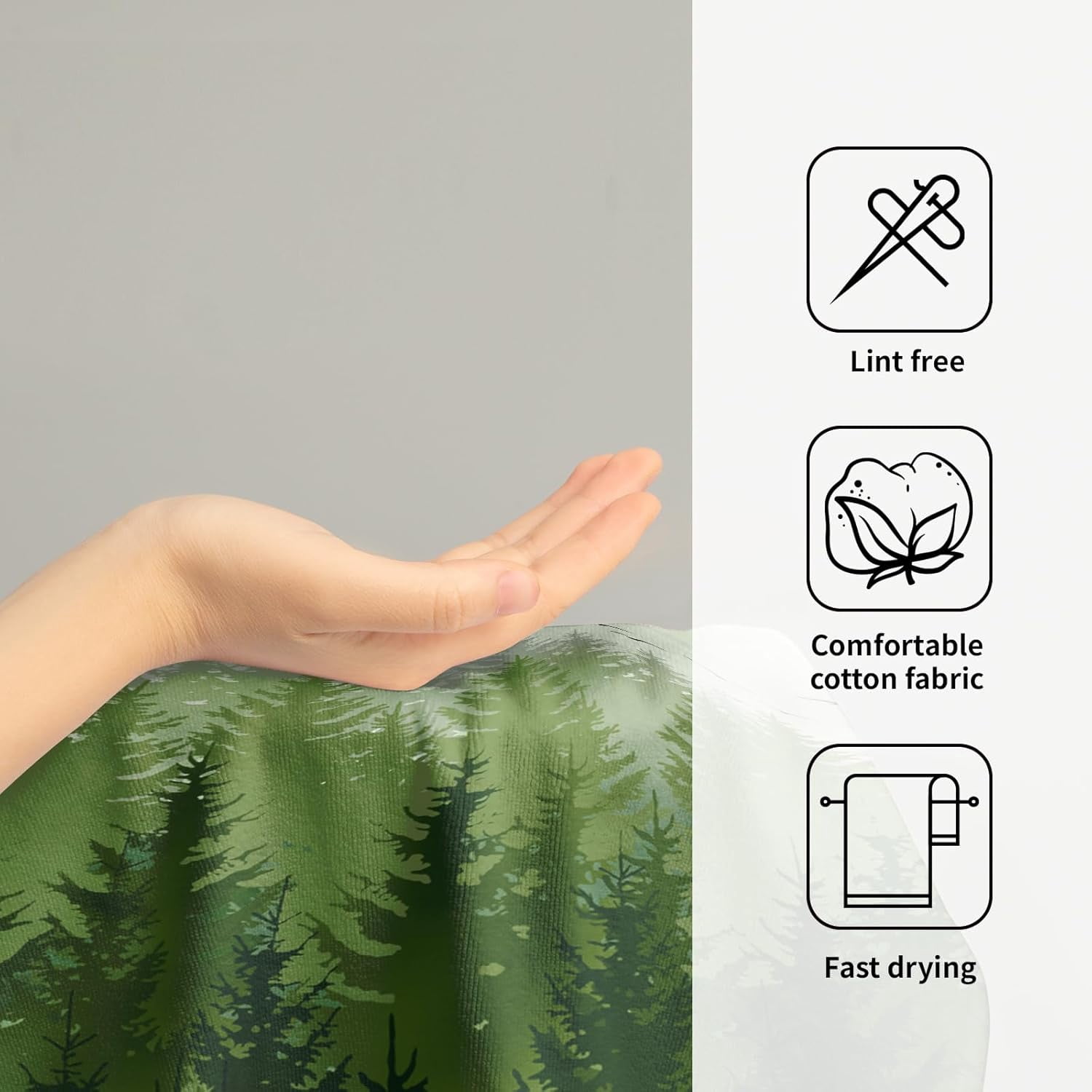 Misty Green Forest Hand Towels,Wild Nature Landscape Soft Water Absorbent Decorative Towel Washcloths for Bathroom Kitchen Spa Gym Yoga 14X28 Inch