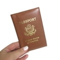 thumbnail image 4 of Leather Passport Holder Travel US Organizer Card Case Protector Cover Wallet Tan, 4 of 5