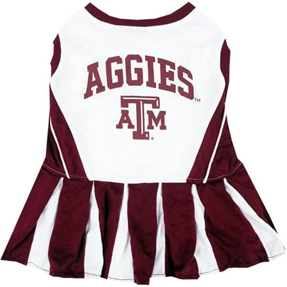 Pets First College Texas A&M Aggies Cheerleader, 3 Sizes Pet Dress Available. Licensed Dog Outfit