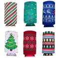 thumbnail image 2 of Christmas Holiday Pattern 16 oz. Can Coolie Variety 6 Party Pack, 2 of 2