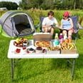 thumbnail image 2 of Costway 4 ft Portable Camping Table with HDPE Tabletop & Metal Legs Safety Lock for Party, 2 of 9