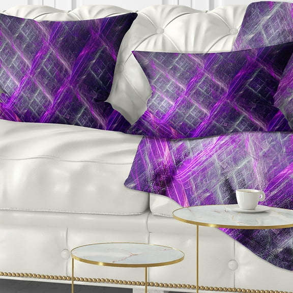 Designart Purple Abstract Metal Grill - Abstract Throw Pillow - 12x20