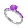 thumbnail image 2 of 2.25 Carat Round Shape Amethyst Gemstone Charming Bridal Ring for Ladies Solid 14K White Gold Size 10.5 by Diamond-Capitals, 2 of 7