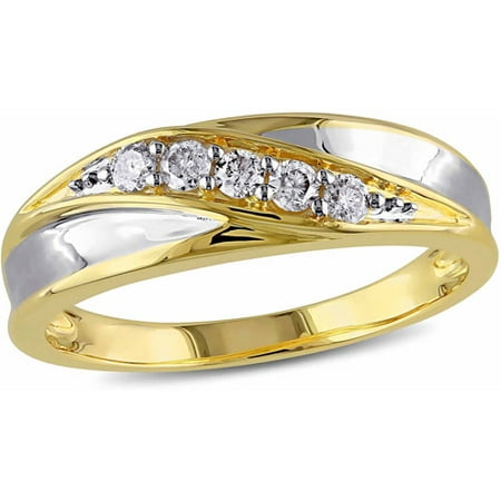 Miabella 1/4 Carat T.W. Diamond 10kt Two-Tone Gold Men's Ring