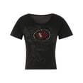 thumbnail image 2 of Pompotops T-Shirt Mode Femme Décontracté Serré Col Rond Imprimé Manches Courtes Blouse, 2 of 2