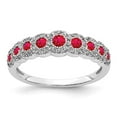 thumbnail image 4 of 14K White Gold Plated Diamond and Ruby Polished Ring Size 7, 4 of 7