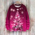 thumbnail image 1 of Cárdigan informal de cuello redondo para mujer, estampado navideño, manga larga, jersey de punto de poliéster para mujer, 1 of 7