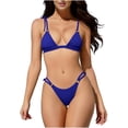 thumbnail image 2 of Mceream Women Solid Backless Bikini Bandage Two-Pieces Swimwear Swimsuit Beachwear Set Blue M, 2 of 7