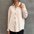 thumbnail image 4 of Camiseta con estampado de blusas con botones y cuello vuelto de manga larga a la moda informal para mujer Pompotops  FGAJ20986, 4 of 7