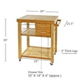 thumbnail image 4 of Home Aesthetics Rolling Bamboo Kitchen Island Cart Food Prep Trolley, with Towel, 4 of 8