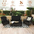 thumbnail image 4 of Costway 5PCS Patio Rattan Furniture Set Loveseat Sofa Ottoman W/Black Cushion, 4 of 10