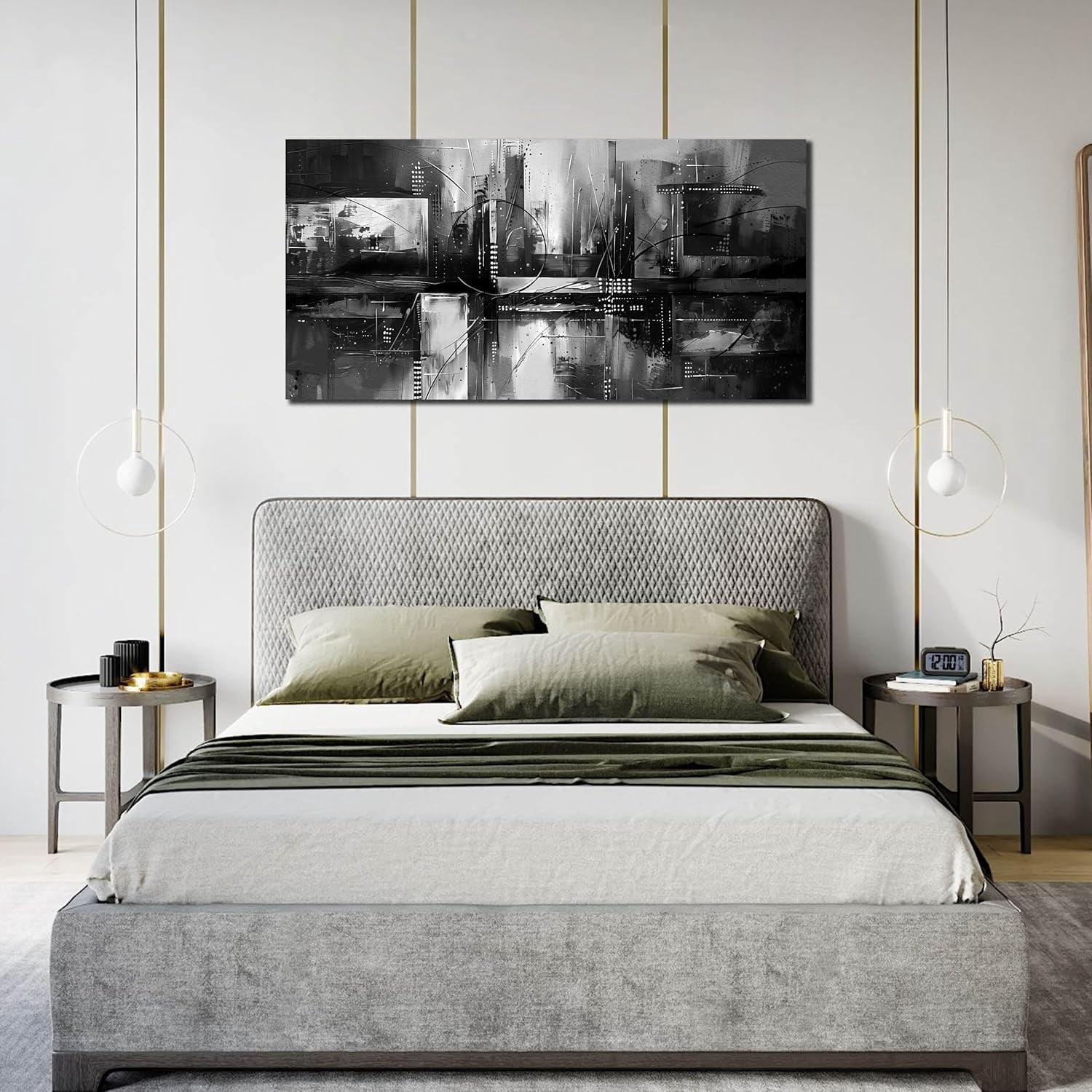 WFSposterWall Art for Living Room Black and White Abstract Print Picture Painting Large Wall Decor for Bedroom Framed Canvas Modern Room Wall Decorations Artwork Size inch Ready to Hang