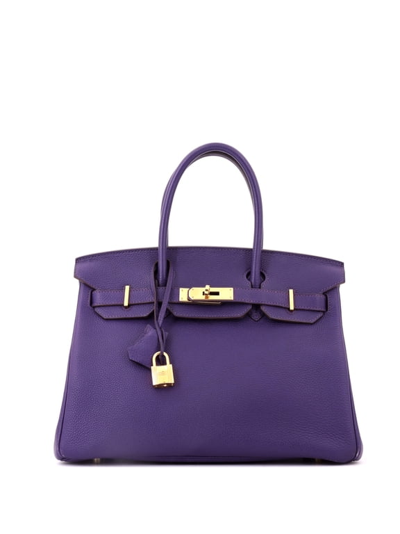Pre-Owned Birkin Handbag Iris Togo with Gold Hardware 30 By Rebag
