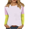 thumbnail image 3 of Jinhomg Plus Size T Shirts for Women Trendy 3/4 Sleeve Color Block Tees Fall Comfy Loose Round Neck Tunic Tops 90 Percent off Clearance Sale Purple L, 3 of 6
