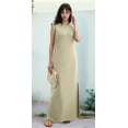 thumbnail image 3 of 2025 Women Summer Round Neck Casual Loose Split Wrinkle-Free Long Maxi Vacation Dress with Pockets Khaki L, 3 of 7
