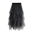 thumbnail image 4 of Caitzr Sexy Mesh Black Tulle Skirt for Women Girls Irregular Elastic Tulle Bubble Skirt Tiered Layered Tulle Tutu A-line Midi Skirt, 4 of 6